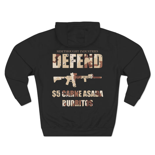 Defend Burritos Three Panel Hoodie Chocolate Chip